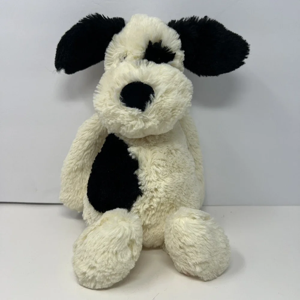 Jellycat Bashful Dog Puppy Plush Black white Stuffed Animal 9
